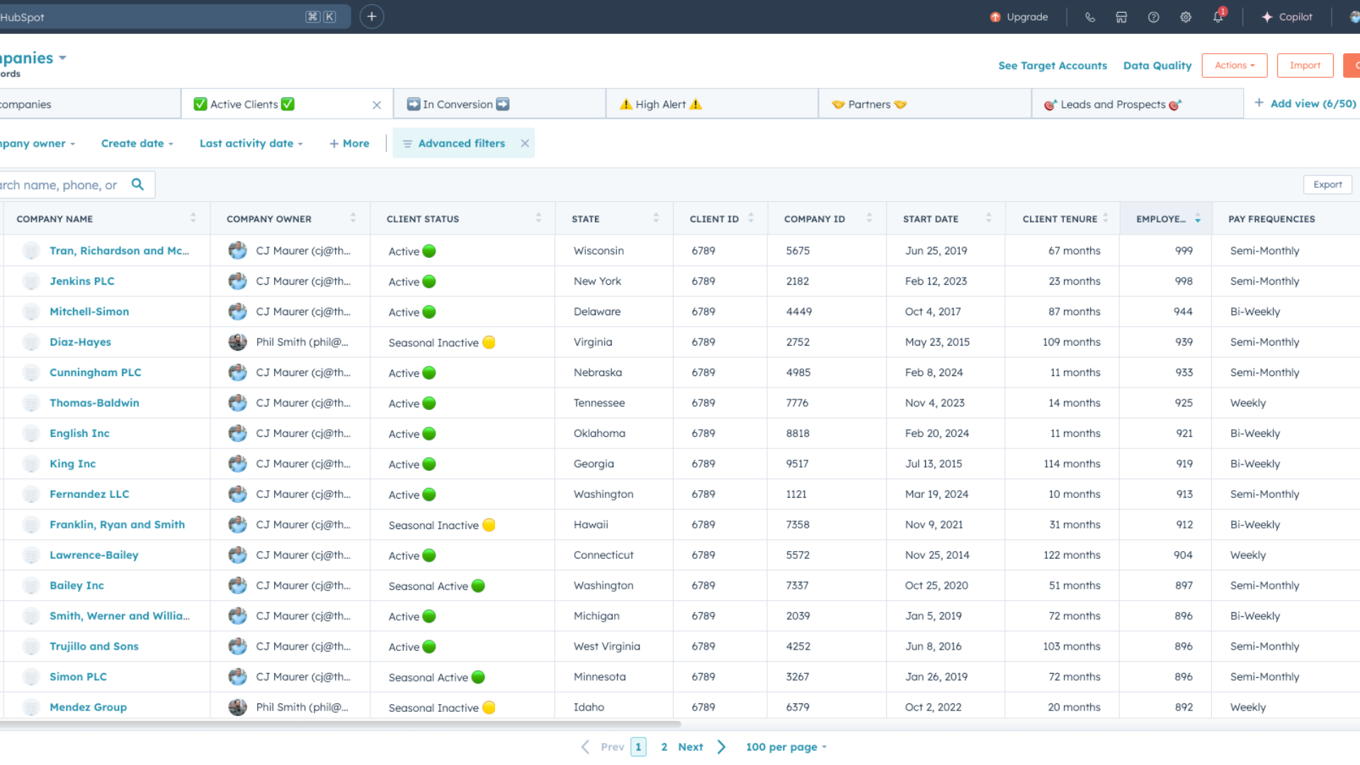 Inbound Payroll - Core CRM - Client Company View