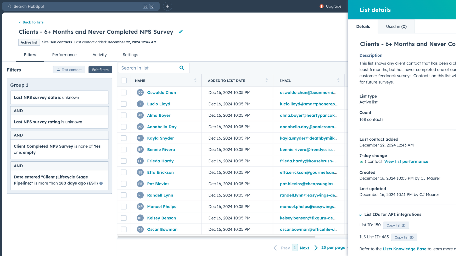 Inbound Payroll - Core CRM - Contact List