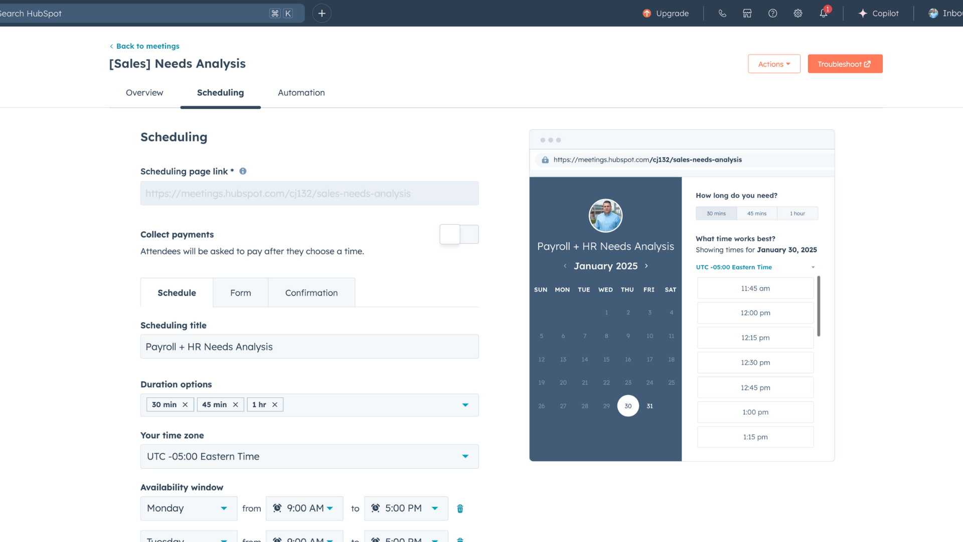 Inbound Payroll - Sales - Meeting Schedule