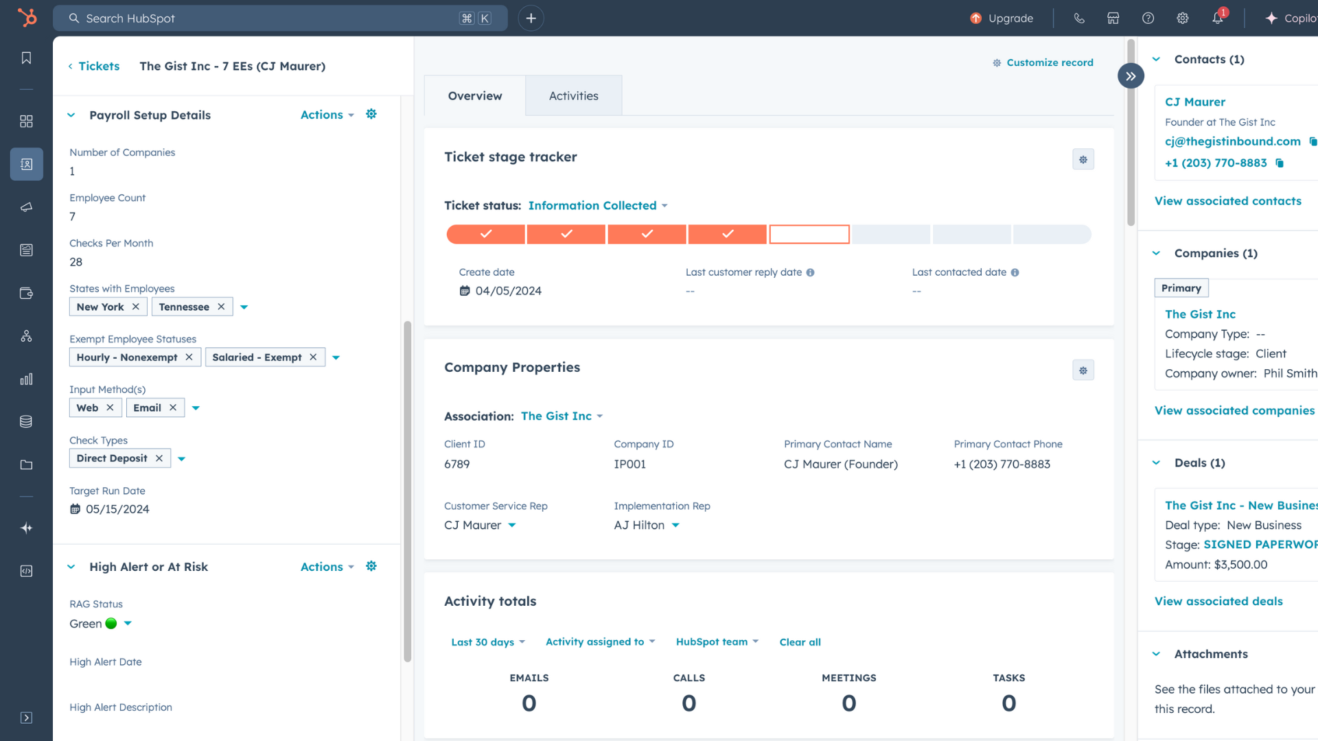 Inbound Payroll - Service - Implementation Ticket Customization