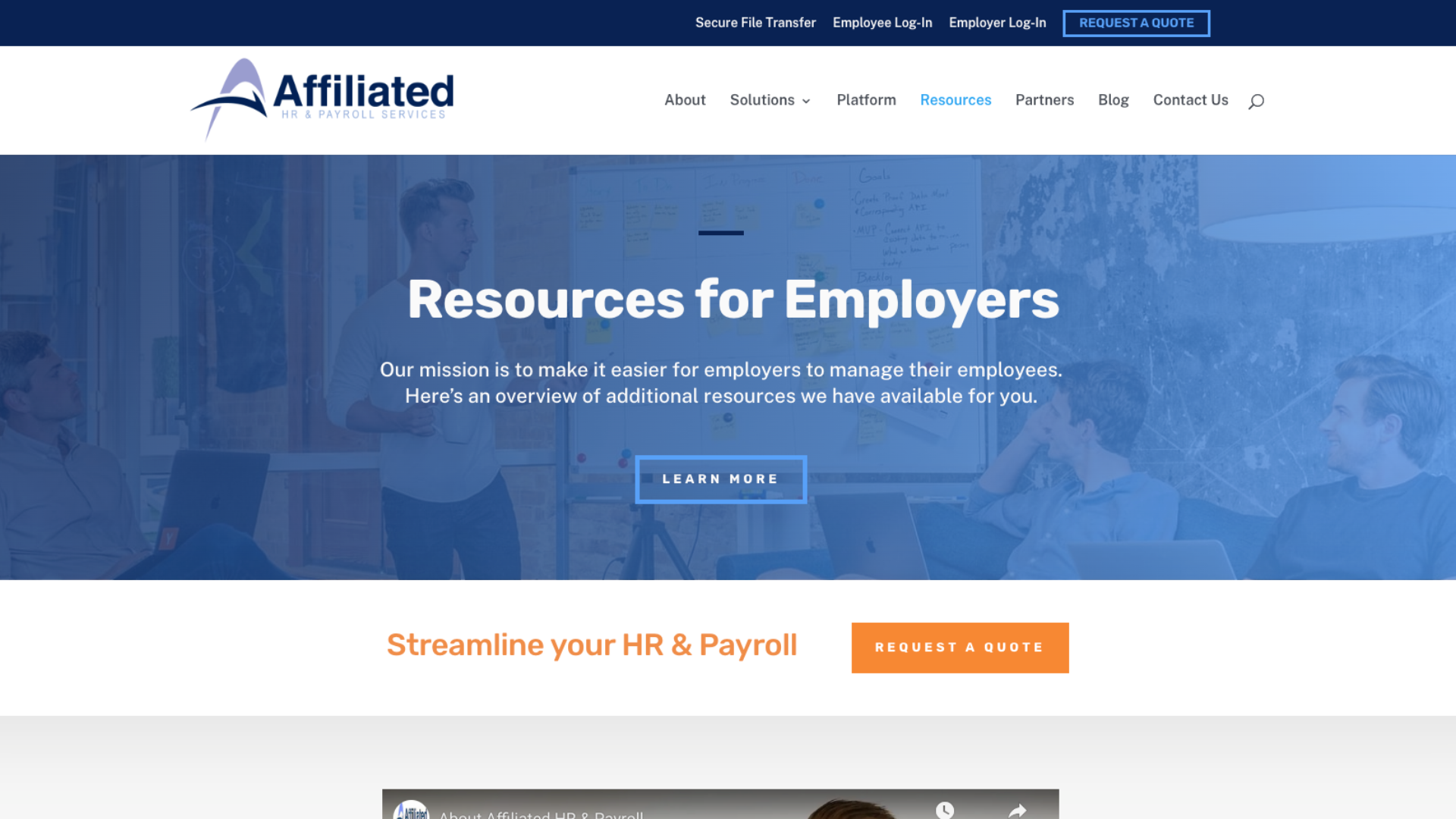 Payroll - Example - Affiliated Resources Page