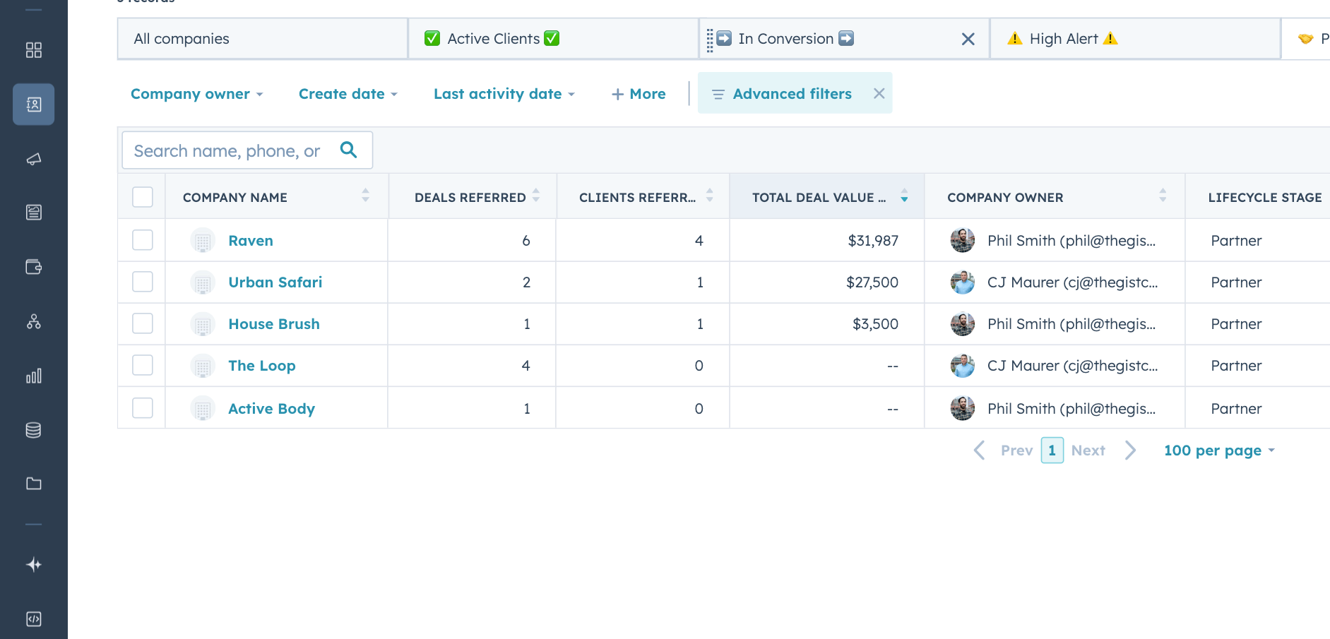 Referral Partner Company Tracking