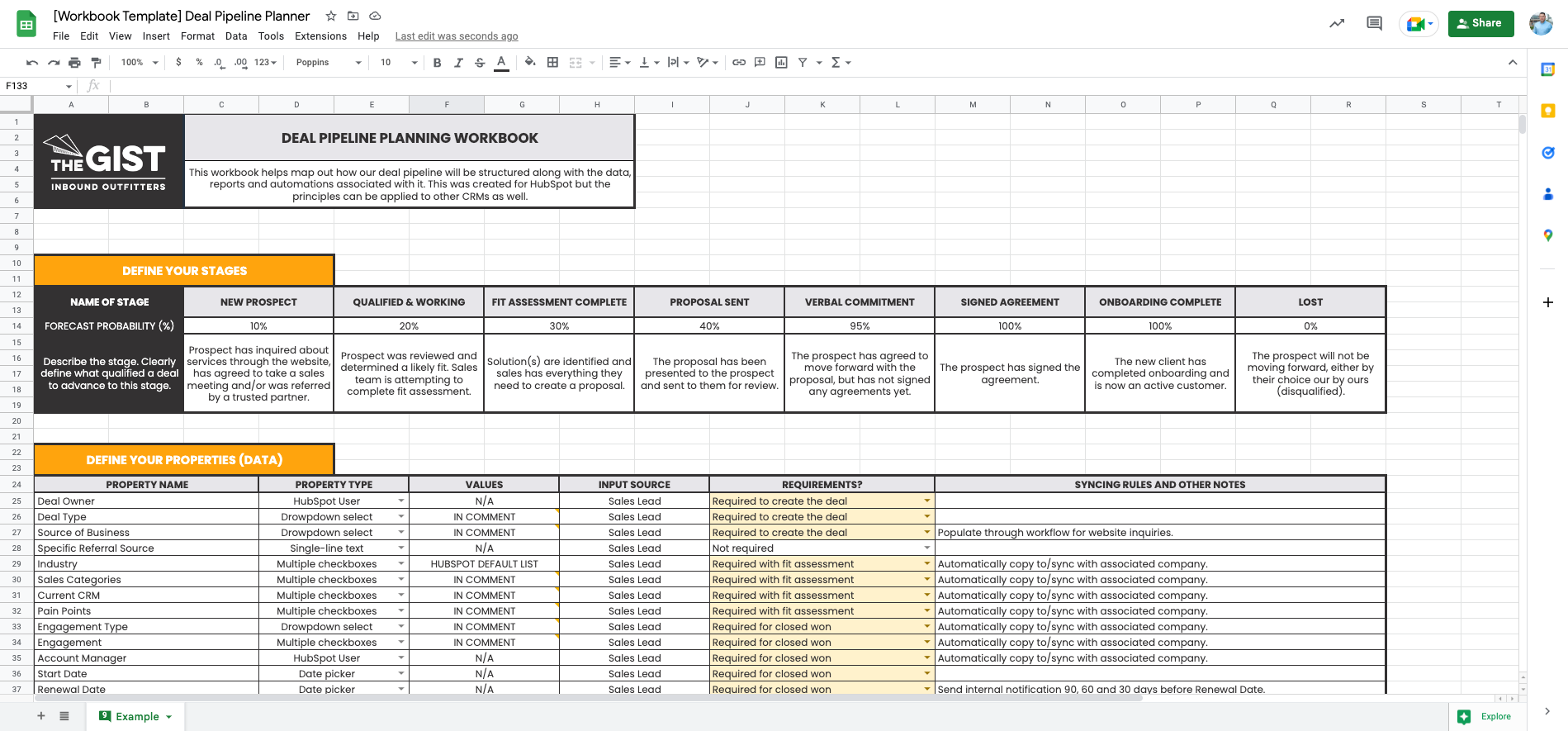 [Workbook Template] Deal Pipeline Planner - Google Sheets